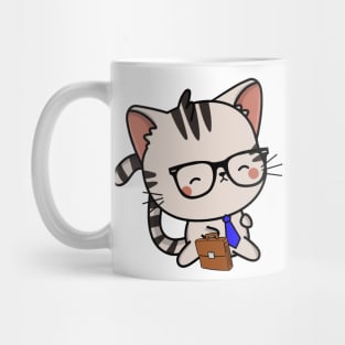 Funny cat is on the way to work Mug